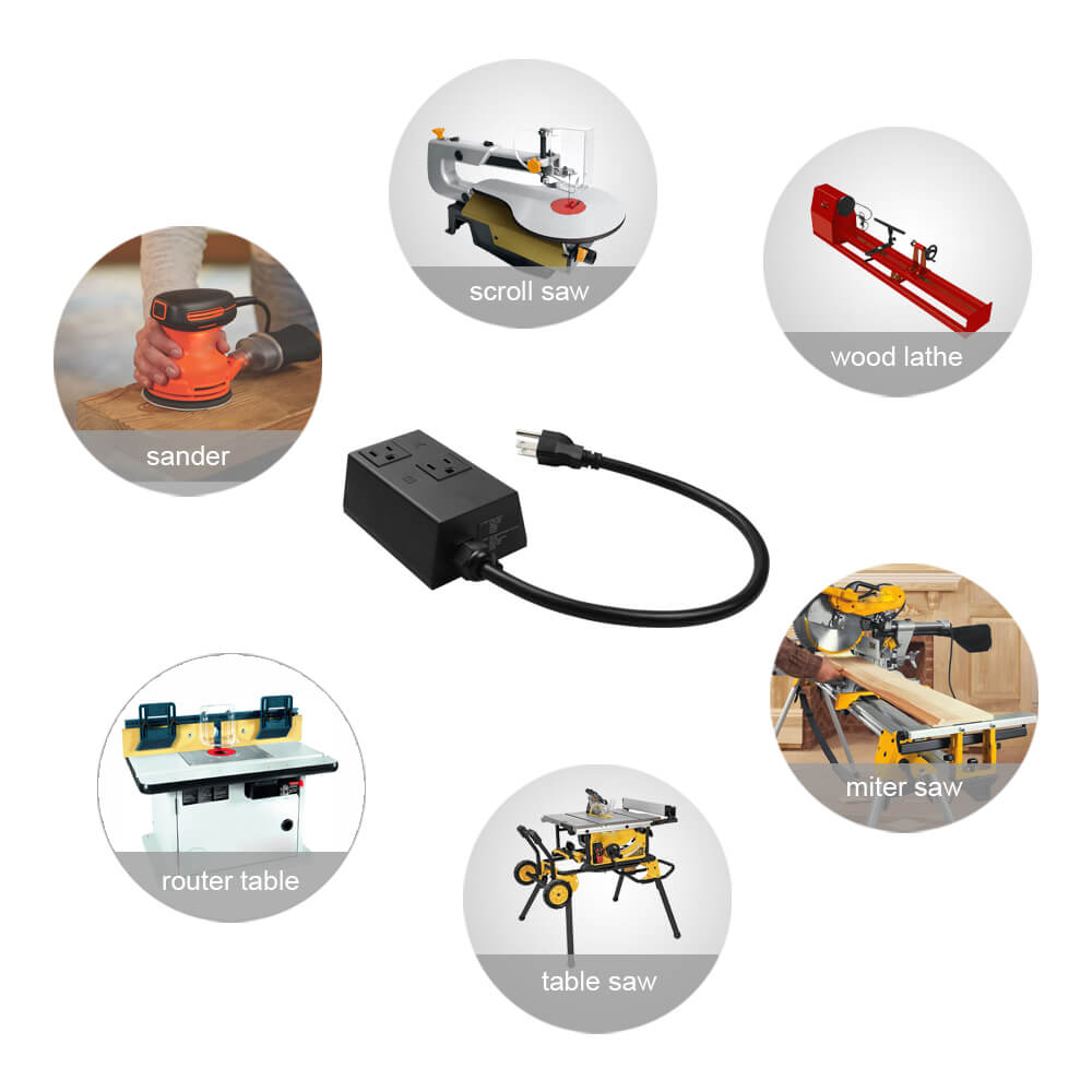 Automatic Vacuum Switch for Power Tools, Etoolcity Unique Current Sensing Technology to Delay Vacuum On to Prevent Circuit Overload, Eliminating Circuit Breaker Tripping