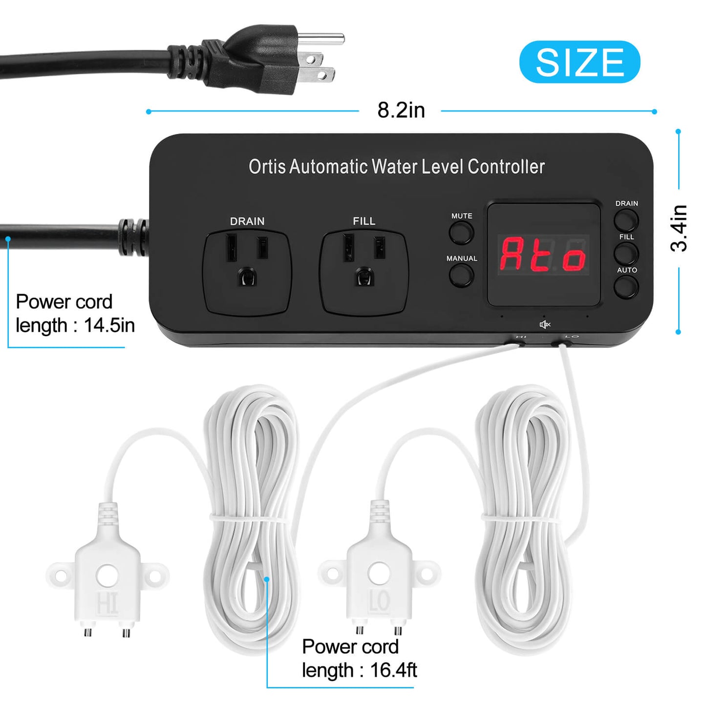 Auto Top Off System, Ortis Water Refiller, Automatic Water Level Controller for Aquariums, Fish Tanks, Swimming Pools, Saltwater, Freshwater, and Sump Pump Pits
