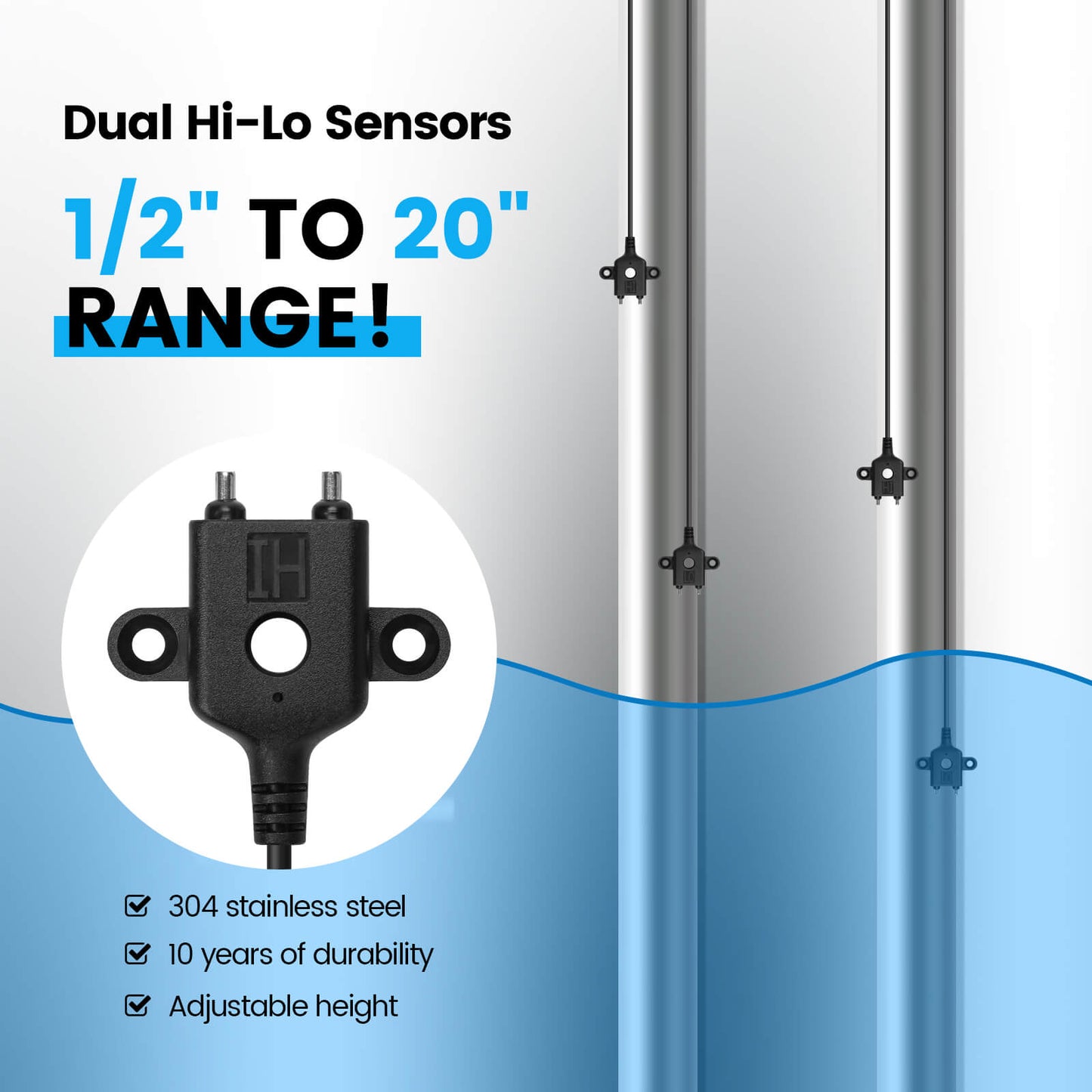 WIFI Sump Pump Controller and Alarm, Check Water Level Status, Timely Alerts for Pump Failures & Overload, Keep Your Basement Dry, Perfect for Sewage Pits, Submersible/Utility/Water Well Pumps