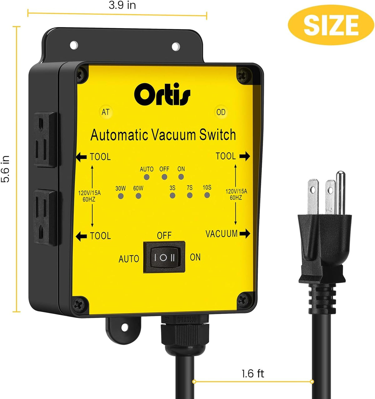 2025 New! Automatic Vacuum Switch, Ortis Dust Control Autoswitch for 3 Power Tools, Delay Vacuum On/Off to Prevent Circuit Overload and Tripping, Adjustable Actuation Threshold