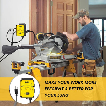 2025 New! Automatic Vacuum Switch, Ortis Dust Control Autoswitch for 3 Power Tools, Delay Vacuum On/Off to Prevent Circuit Overload and Tripping, Adjustable Actuation Threshold