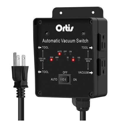 2025 New! Automatic Vacuum Switch, Ortis Dust Control Autoswitch for 3 Power Tools, Delay Vacuum On/Off to Prevent Circuit Overload and Tripping, Adjustable Actuation Threshold