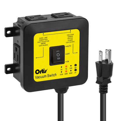 2026 New! Automatic Vacuum Switch - Ortis Dust Control Autoswitch for 3 Power Tools, Auto/On/Off Modes, Delay Vacuum On/Off to Prevent Circuit Overload and Tripping, Adjustable Actuation Threshold