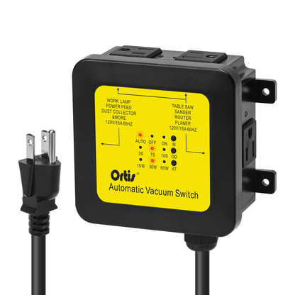 2026 New! Automatic Vacuum Switch - Ortis Dust Control Autoswitch for 3 Power Tools, Delay Vacuum On/Off to Prevent Circuit Overload and Tripping, Adjustable Actuation Threshold, Yellow