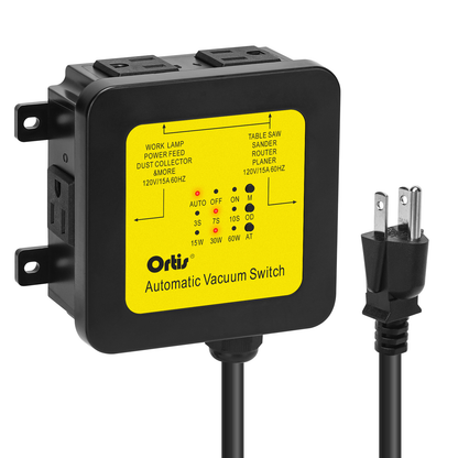 2026 New! Automatic Vacuum Switch - Ortis Dust Control Autoswitch for 3 Power Tools, Delay Vacuum On/Off to Prevent Circuit Overload and Tripping, Adjustable Actuation Threshold, Yellow