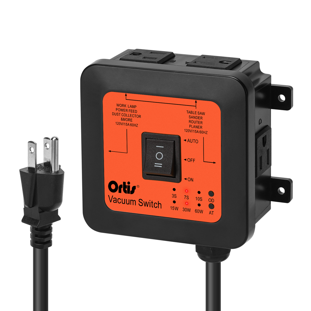 2026 New! Automatic Vacuum Switch - Ortis Dust Control Autoswitch for 3 Power Tools, Auto/On/Off Modes, Delay Vacuum On/Off to Prevent Circuit Overload and Tripping, Adjustable Actuation Threshold