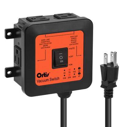 2026 New! Automatic Vacuum Switch - Ortis Dust Control Autoswitch for 3 Power Tools, Auto/On/Off Modes, Delay Vacuum On/Off to Prevent Circuit Overload and Tripping, Adjustable Actuation Threshold