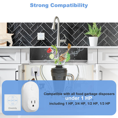 Garbage Disposal Wireless Switch Kit, Etoolcity Sink Top Waste Disposal with 10s 20s 30s 1min Timer, No Drilling Needed, 100ft Wireless Remote Range, Compatible with Garbage Disposals Under 1 HP