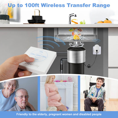 Garbage Disposal Wireless Switch Kit, Etoolcity Sink Top Waste Disposal with 10s 20s 30s 1min Timer, No Drilling Needed, 100ft Wireless Remote Range, Compatible with Garbage Disposals Under 1 HP