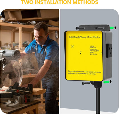 Dust Collector Remote Switch, Ortis 220V Wireless Remote Switch for Dust Collector, 328FT Wireless Range (Battery Included), Heavy Duty Design, Save Your Time and Energy, Enhance Your Work Safety