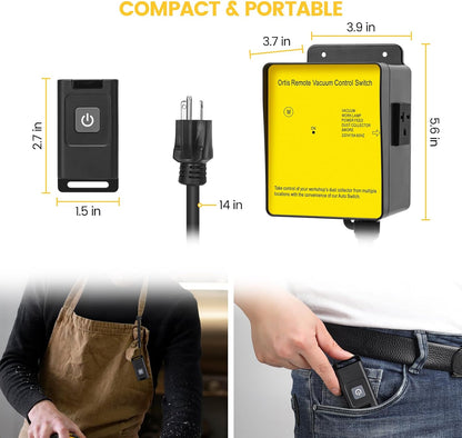 Dust Collector Remote Switch, Ortis 220V Wireless Remote Switch for Dust Collector, 328FT Wireless Range (Battery Included), Heavy Duty Design, Save Your Time and Energy, Enhance Your Work Safety