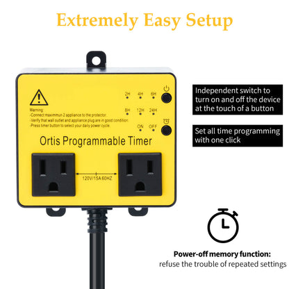 Swimming Pool Pump Timer, Above Ground Pool Timer, Ortis Smart Pool Timer with One-Button Operation, for Swimming Pools, Filters, Pumps, and Landscape