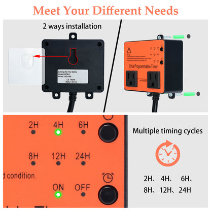 Swimming Pool Pump Timer, Above Ground Pool Timer, Ortis Smart Pool Timer with One-Button Operation, for Swimming Pools, Filters, Pumps, and Landscape