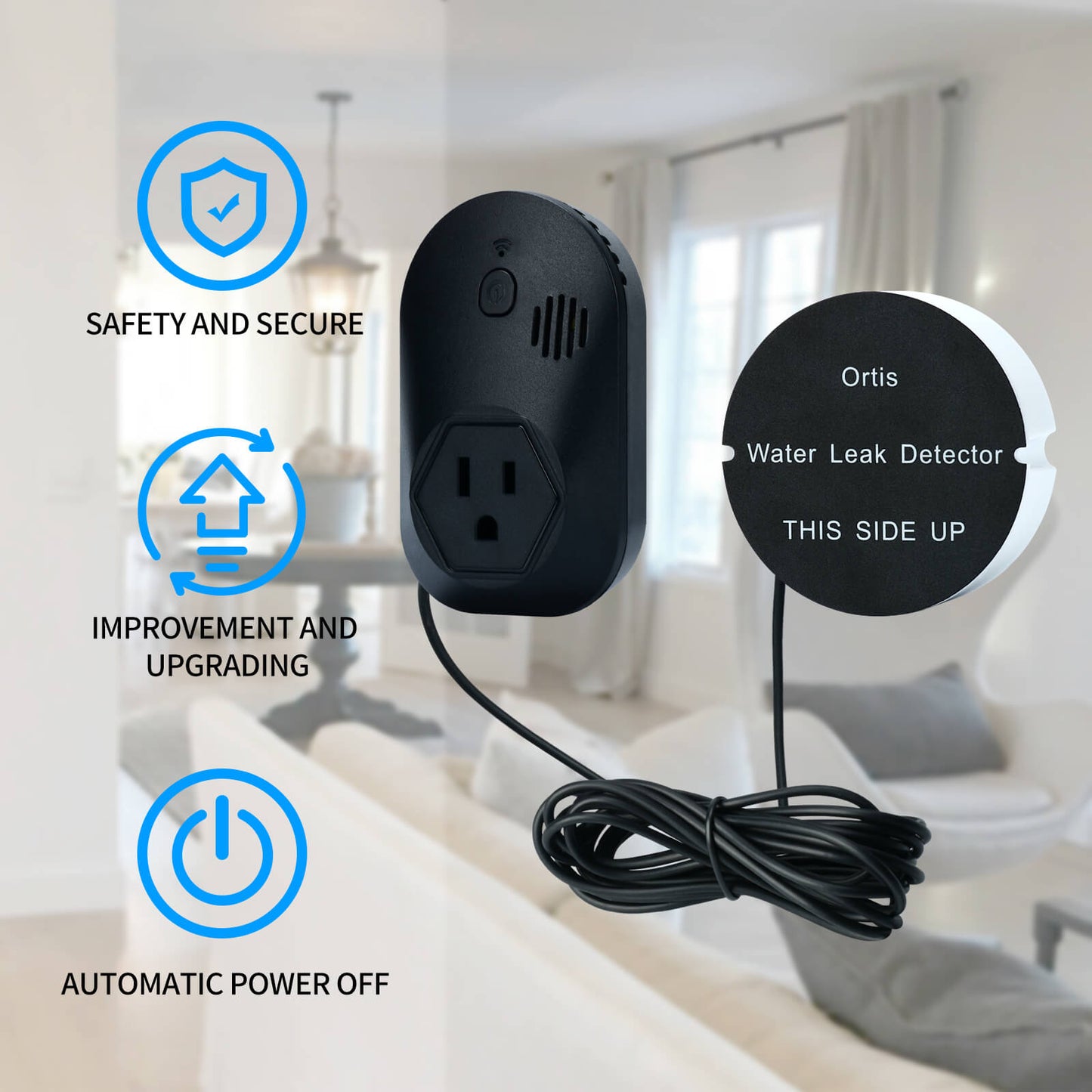 Water Leak Detector, Ortis Water Detector Alarm, 95 dB Loud Alarm, Prevent Serious Floods and Water Damage