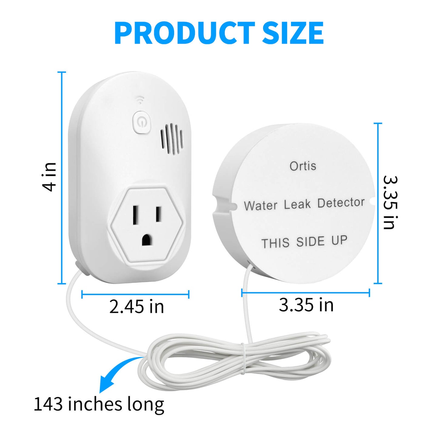 Water Leak Detector, Ortis Water Detector Alarm, 95 dB Loud Alarm, Prevent Serious Floods and Water Damage
