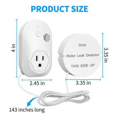 Water Leak Detector, Ortis Water Detector Alarm, 95 dB Loud Alarm, Prevent Serious Floods and Water Damage