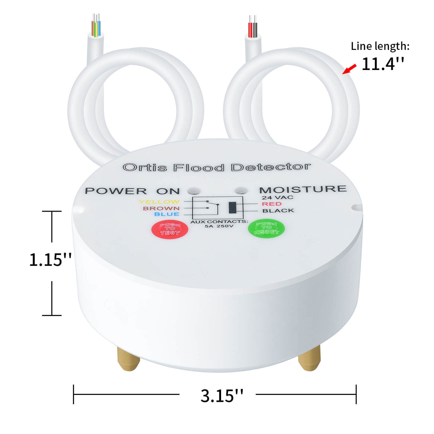 Water Leak Detector, Ortis Water Sensor Alarm Flood Detector, Automatically Turn Off Flood Source When Sensing Moisture to Prevent Water Damage