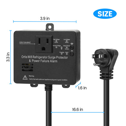 Wi-Fi Smart Power Failure Alarm with Surge Protector, Remotely Monitor and Control Your Refrigerator Via App, Ensuring The Safety of Refrigerator and Food Stored Inside