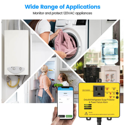 Wi-Fi Smart Power Failure Alarm with Surge Protector, Remotely Monitor and Control Your Refrigerator Via App, Ensuring The Safety of Refrigerator and Food Stored Inside