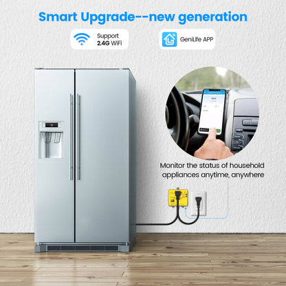 Wi-Fi Smart Power Failure Alarm with Surge Protector, Remotely Monitor and Control Your Refrigerator Via App, Ensuring The Safety of Refrigerator and Food Stored Inside