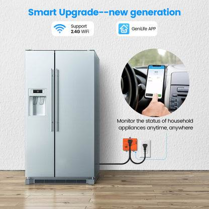 Wi-Fi Smart Power Failure Alarm with Surge Protector, Remotely Monitor and Control Your Refrigerator Via App, Ensuring The Safety of Refrigerator and Food Stored Inside